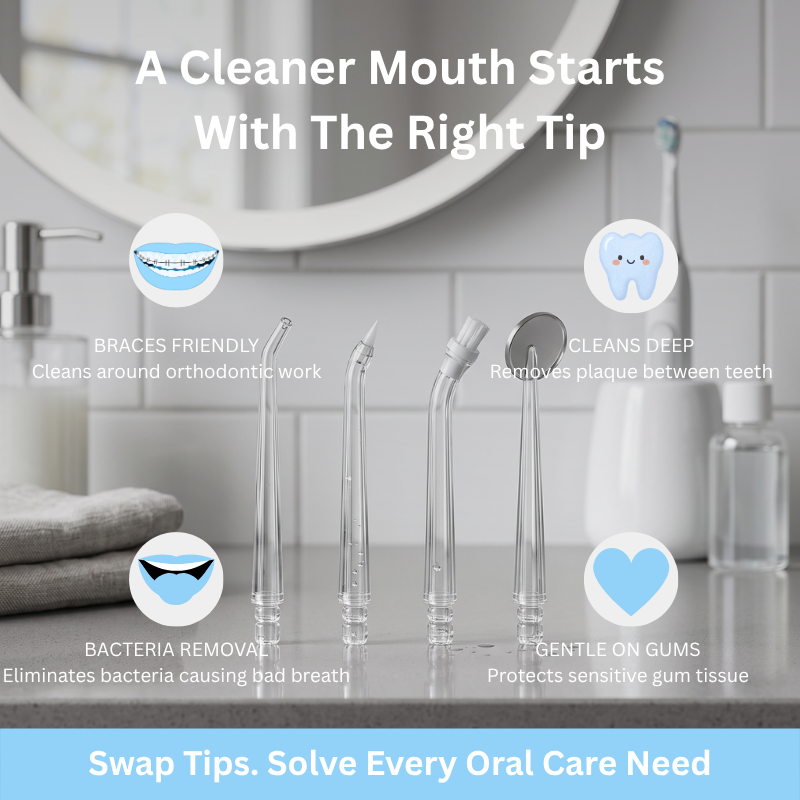 HealthySmyle™ Premium Replacement Water Flosser Tips | 4-pack